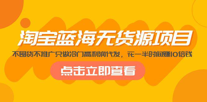 淘宝蓝海无货源项目，不囤货不推广只做冷门高利润代发，花一半时间赚10倍钱-阿灿说钱