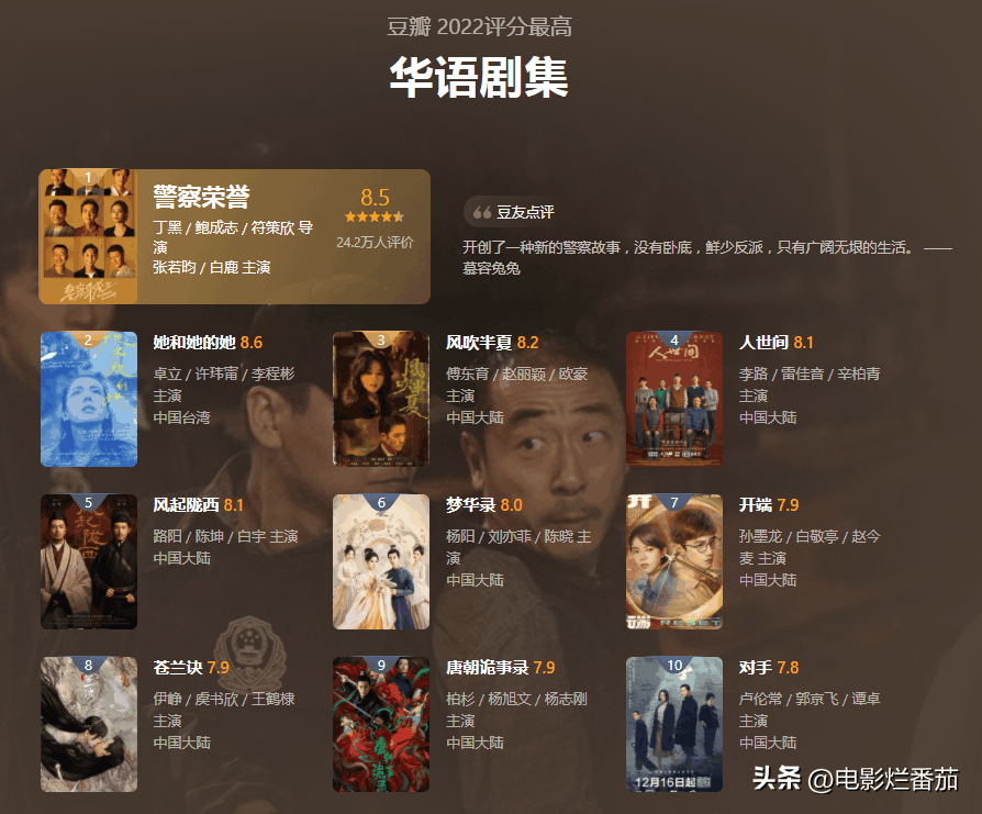2023电视剧华语剧排行榜最新排名十部：《唐朝诡事录》第九，《人世间》第四-阿灿说钱