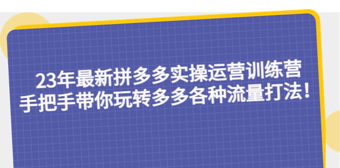 23年最新拼多多实操运营训练营:手把手带你玩转多多各种流量打法! 23年最新拼多多实操运营训练营:手把手带你玩转多多各种流量打法!