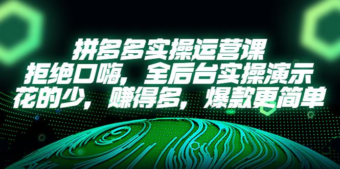拼多多实操运营课:拒绝口嗨,全后台实操演示,花的少,赚得多,爆款更简单 拼多多实操运营课:拒绝口嗨,全后台实操演示,花的少,赚得多,爆款更简单