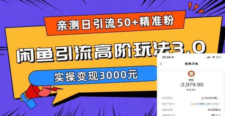 实测日引50+精准粉,闲鱼引流高阶玩法3.0,实操变现3000元 实测日引50+精准粉,闲鱼引流高阶玩法3.0,实操变现3000元
