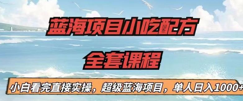 蓝海项目小吃配方全套课程，小白看完直接实操，单人日入1000+【揭秘】-阿灿说钱