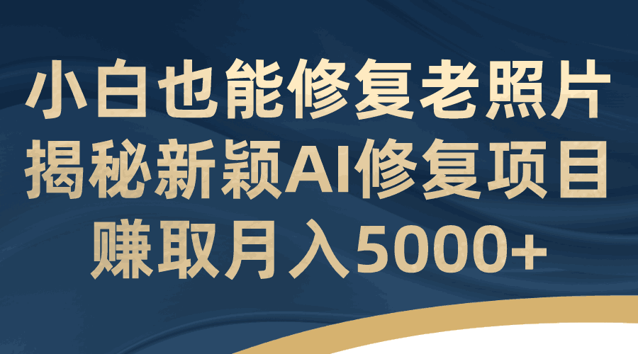 小白也能修复老照片!揭秘新颖AI修复项目,赚取月入5000+-阿灿说钱