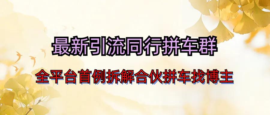最新引流同行拼车群合伙拼车找博主日引百人新玩法-阿灿说钱