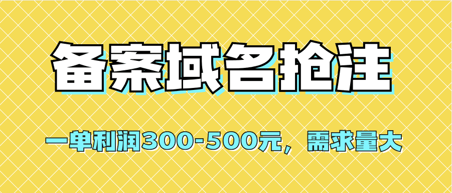【全网首发】备案域名抢注,一单利润300-500元,需求量大-阿灿说钱