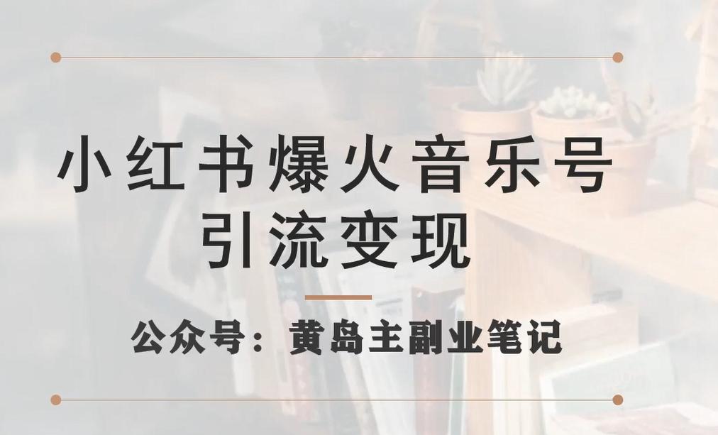 小红书爆火音乐号引流变现项目,视频版一条龙实操玩法分享给你