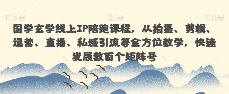 国学玄学线上IP陪跑课程,从拍摄、剪辑、运营、直播、私域引流等全方位教学,快速发展数百个矩阵号