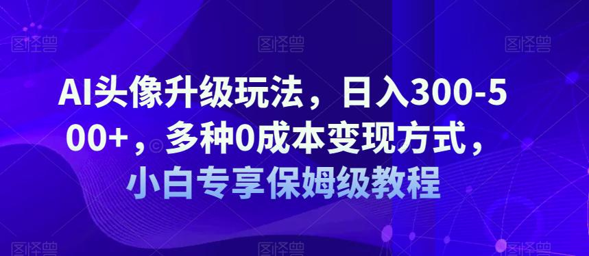 AI头像升级玩法，日入300-500+，多种0成本变现方式，小白专享保姆级教程【揭秘】-阿灿说钱