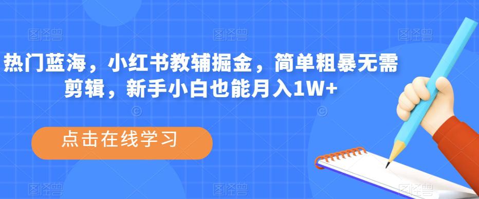 热门蓝海,小红书教辅掘金,简单粗暴无需剪辑,新手小白也能月入1W 【揭秘】