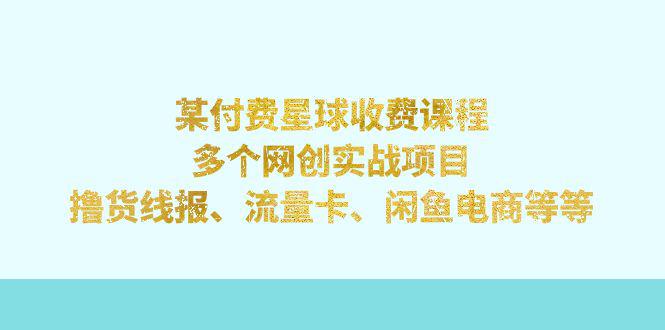 某付费星球课程：多个网创实战项目，撸货线报、流量卡、闲鱼电商等等-阿灿说钱