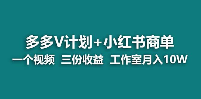 【蓝海项目】多多v计划+小红书商单 一个视频三份收益 工作室月入10w打法-阿灿说钱