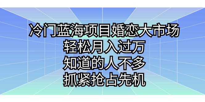 冷门蓝海项目婚恋大市场，轻松月入过万，知道的人不多，抓紧抢占先机。-阿灿说钱