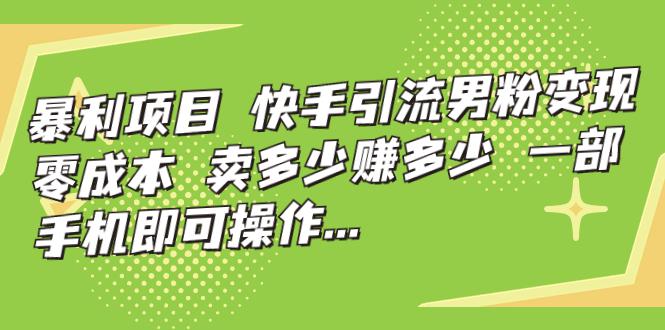 图片[1]-暴利项目，快手引流男粉变现，零成本，卖多少赚多少，一部手机即可操作…-阿灿说钱