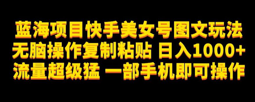 蓝海项目快手美女号图文玩法,无脑操作复制粘贴,日入1000 流量超级猛一部手机即可操作【揭秘】