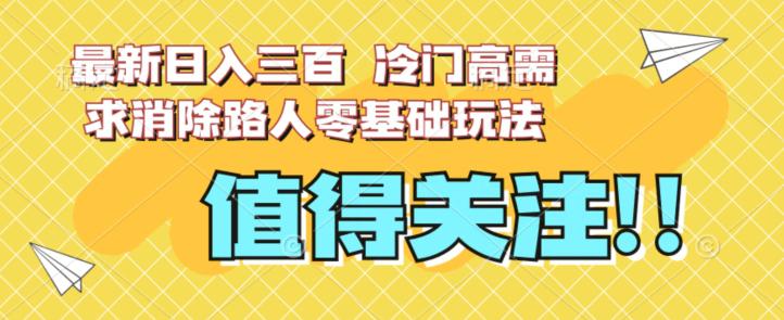 最新日入三百，冷门高需求消除路人零基础玩法【揭秘】-阿灿说钱