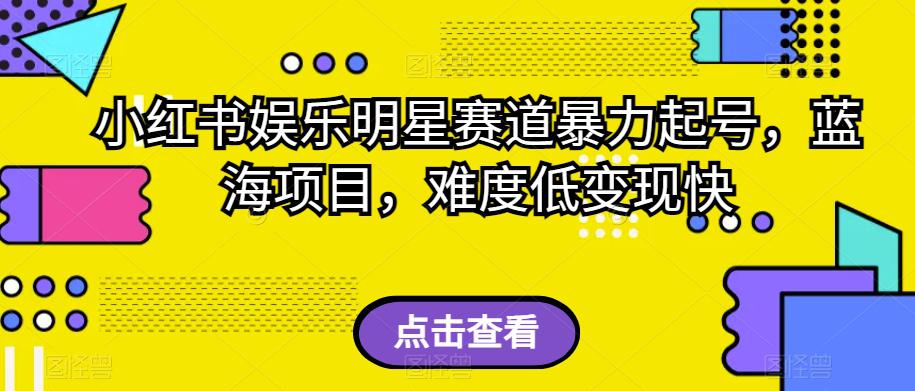 小红书娱乐明星赛道暴力起号，蓝海项目，难度低变现快【揭秘】-阿灿说钱