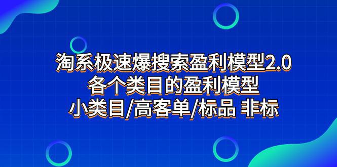 图片[1]-淘系极速搜索盈利模型2.0，揭示各类目标品和非标品的盈利模型，发现小类目的高客单秘诀-阿灿说钱