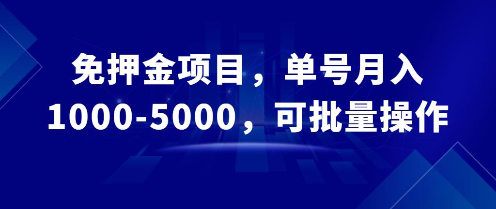 免押金项目：单号月入1000-5000，可批量操作-阿灿说钱