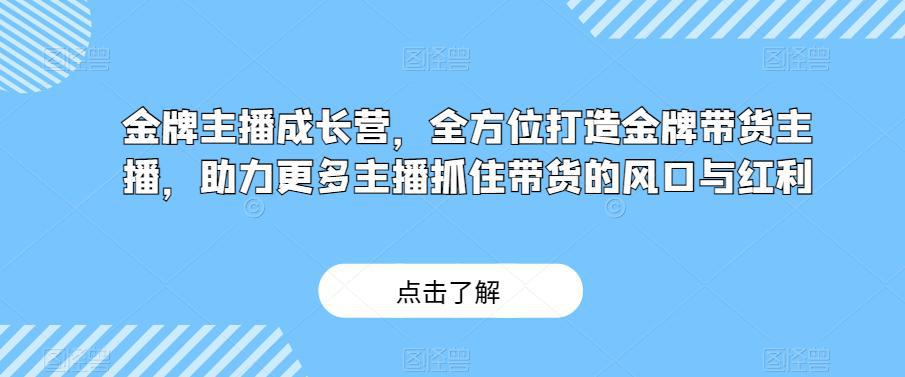 金牌主播成长营：打造带货高手，紧跟直播带货风口（29节课）-阿灿说钱