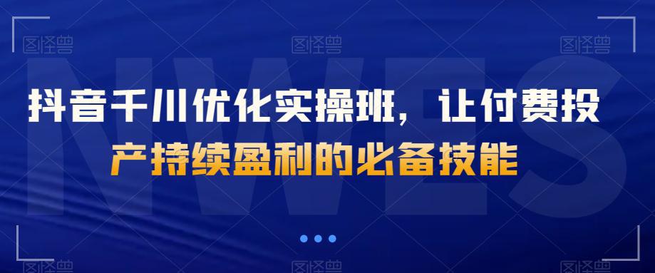 图片[1]-抖音付费千川优化实操班，让付费投产持续盈利的必备优化技巧-阿灿说钱
