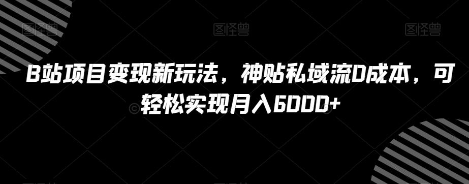 B站项目变现新玩法,神贴私域流0成本,可轻松实现月入6000+【揭秘】 -1 B站项目变现新玩法,神贴私域流0成本,可轻松实现月入6000+【揭秘】 -1