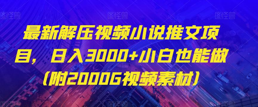 图片[1]-最新解压视频小说推文项目，日入3000+小白也能做（附2000G视频素材）【揭秘】-阿灿说钱