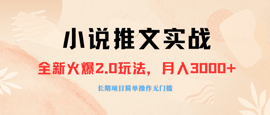 外面收费990的小说推广软件，零粉丝可变现，月入3000+，小白当天即上手-阿灿说钱