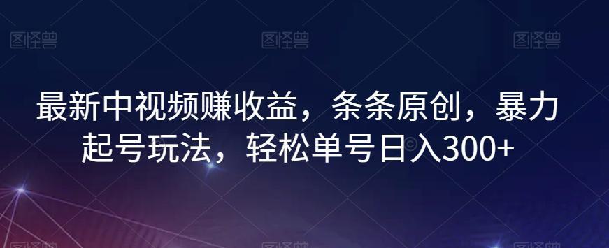 图片[1]-最新中视频赚收益，条条原创，暴力起号玩法，轻松单号日入300+【揭秘】-阿灿说钱