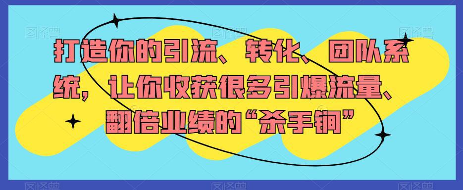 图片[1]-打造你的引流、转化、团队系统，让你收获很多引爆流量、翻倍业绩的“杀手锏”-阿灿说钱
