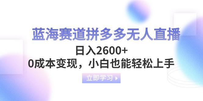 图片[1]-蓝海赛道拼多多无人直播，日入2600+，0成本变现，小白也能轻松上手-阿灿说钱