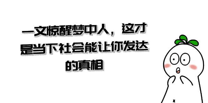 图片[1]-某公众号付费文章《一文 惊醒梦中人，这才是当下社会能让你发达的真相》-阿灿说钱