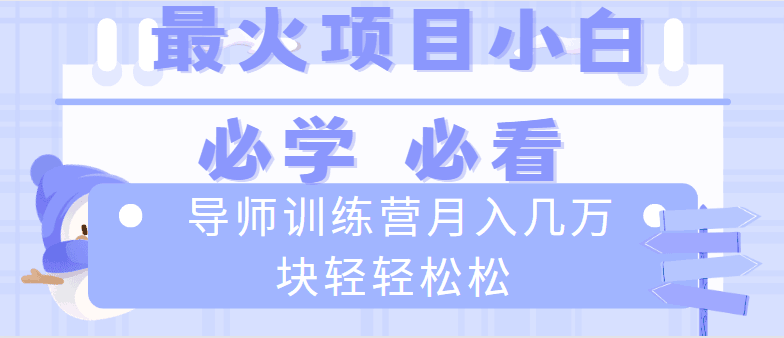 导师训练营互联网最牛逼的项目没有之一，新手小白必学，月入2万+轻轻松松-阿灿说钱
