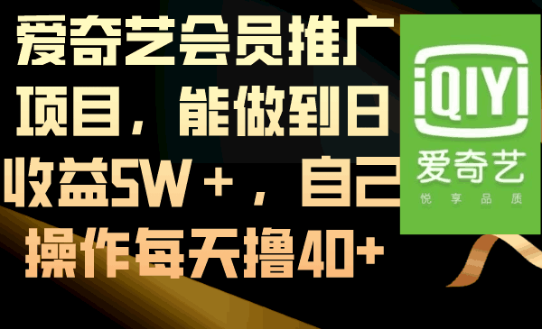爱奇艺会员推广项目,能做到日收益5W+,自己操作每天撸40+-阿灿说钱