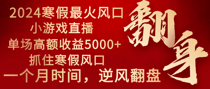 图片[1]-2024年最火寒假风口项目 小游戏直播 单场收益5000+抓住风口 一个月直接提车-阿灿说钱