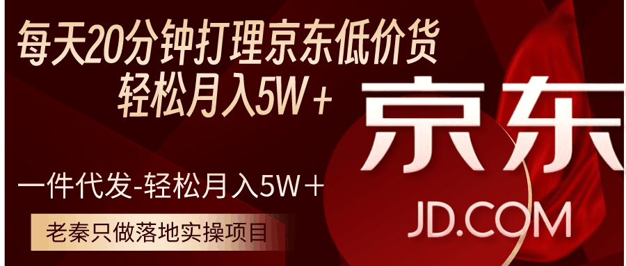 每天20分钟打理京东低价货,一件代发-轻松月入5W＋-阿灿说钱