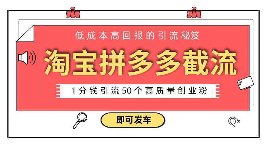 淘宝拼多多电商平台截流创业粉 只需要花上1分钱，长尾流量至少给你引流50粉-阿灿说钱