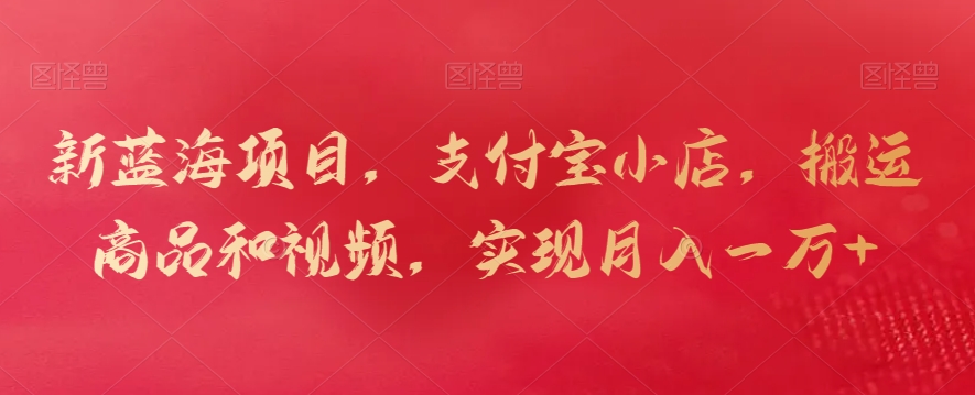 新蓝海项目，支付宝小店，搬运商品和视频，实现月入一万+【揭秘】-阿灿说钱