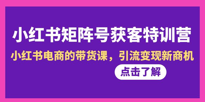 图片[1]-小红书矩阵号获客营-第10期，小红书电商的带货特训课，引流变现新商机-阿灿说钱