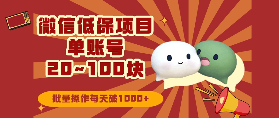微信领低保单账号20元-100元，批量操作每天破1000+-阿灿说钱