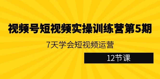 图片[1]-视频号短视频实操训练营第5期：7天学会短视频运营（12节课）-阿灿说钱