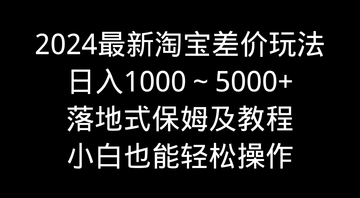 图片[1]-2024最新淘宝差价玩法，日入1000～5000+落地式保姆及教程 小白也能轻松操作-阿灿说钱