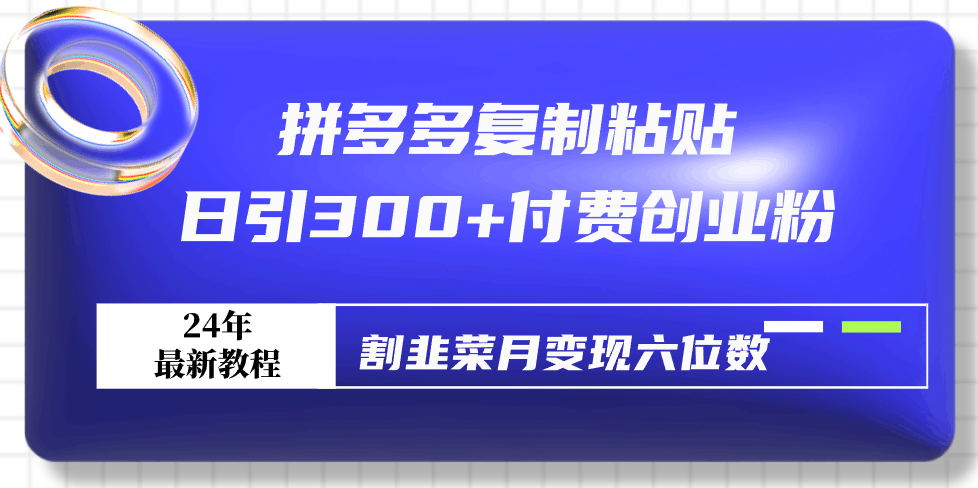 图片[1]-最新拼多多复制粘贴，日引300+付费创业粉，割韭菜月变现六位数-阿灿说钱