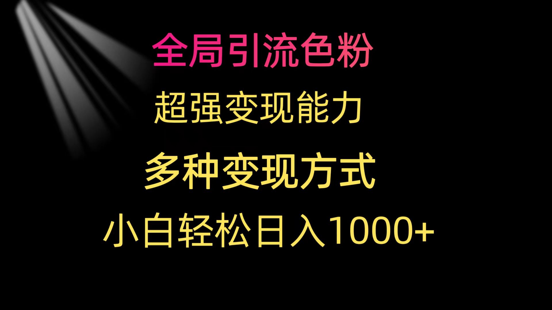 全局引流色粉 超强变现能力 多种变现方式 小白轻松日入1000+-阿灿说钱