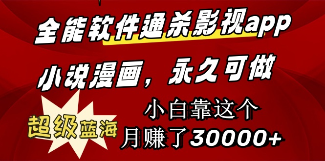 全能软件通杀影视app小说漫画，超级蓝海，小白靠这个月赚了30000+永久可玩-阿灿说钱