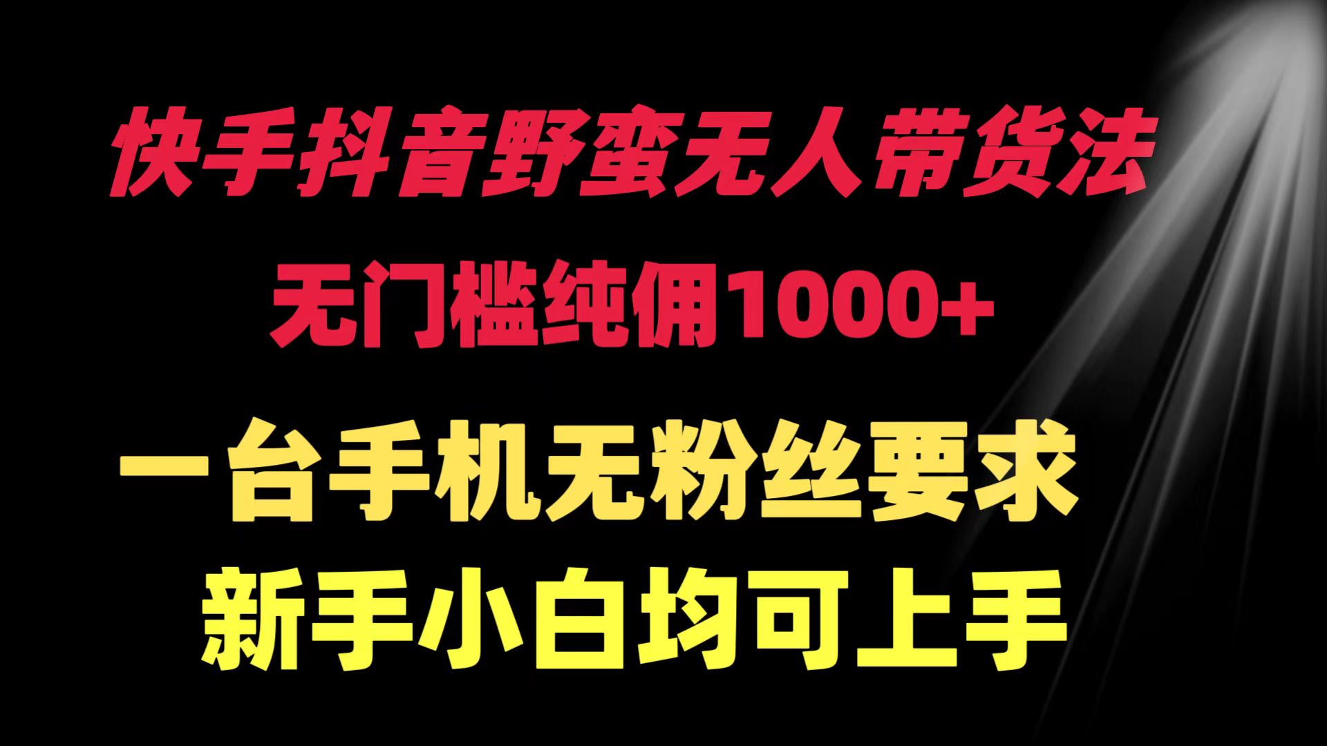 图片[1]-快手抖音野蛮无人带货法 无门槛纯佣1000+ 一台手机无粉丝要求新手小白…-阿灿说钱