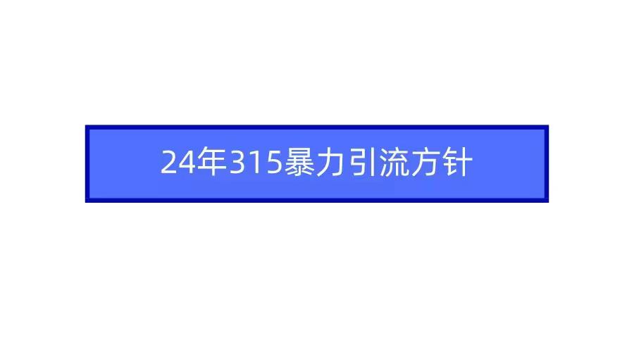 图片[1]-24年315暴力引流方针-阿灿说钱