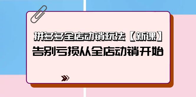 拼多多全店动销玩法【新课】,告别亏损从全店动销开始(4节视频课)-阿灿说钱