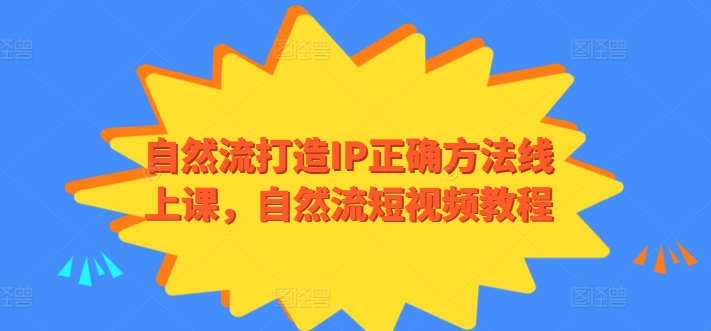 自然流打造个人IP正确方法线上课，自然流短视频个人品牌教程-阿灿说钱