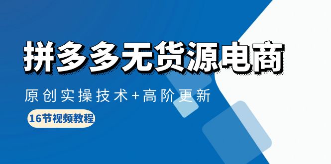 图片[1]-拼多多无货源电商课程：原创实操技术+高阶更新（16节视频教程）-阿灿说钱