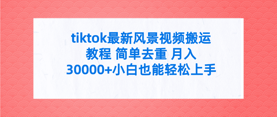图片[1]-tiktok最新风景视频搬运教程 简单去重 月入30000+附全套工具-阿灿说钱